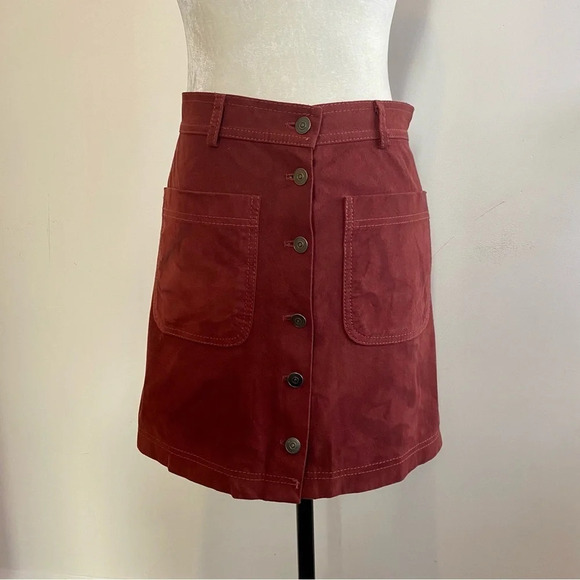 Suede Retro Mini Button Down Skirt - Picture 1 of 9